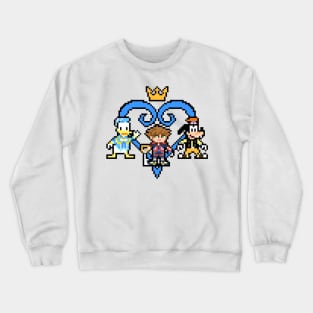 Kingdom Hearts Sora, Donald Duck & Goofy 8-Bit Pixel Art Crewneck Sweatshirt